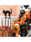 50pcs 12 Inch Halloween Balloons Black Orange White Party Decor