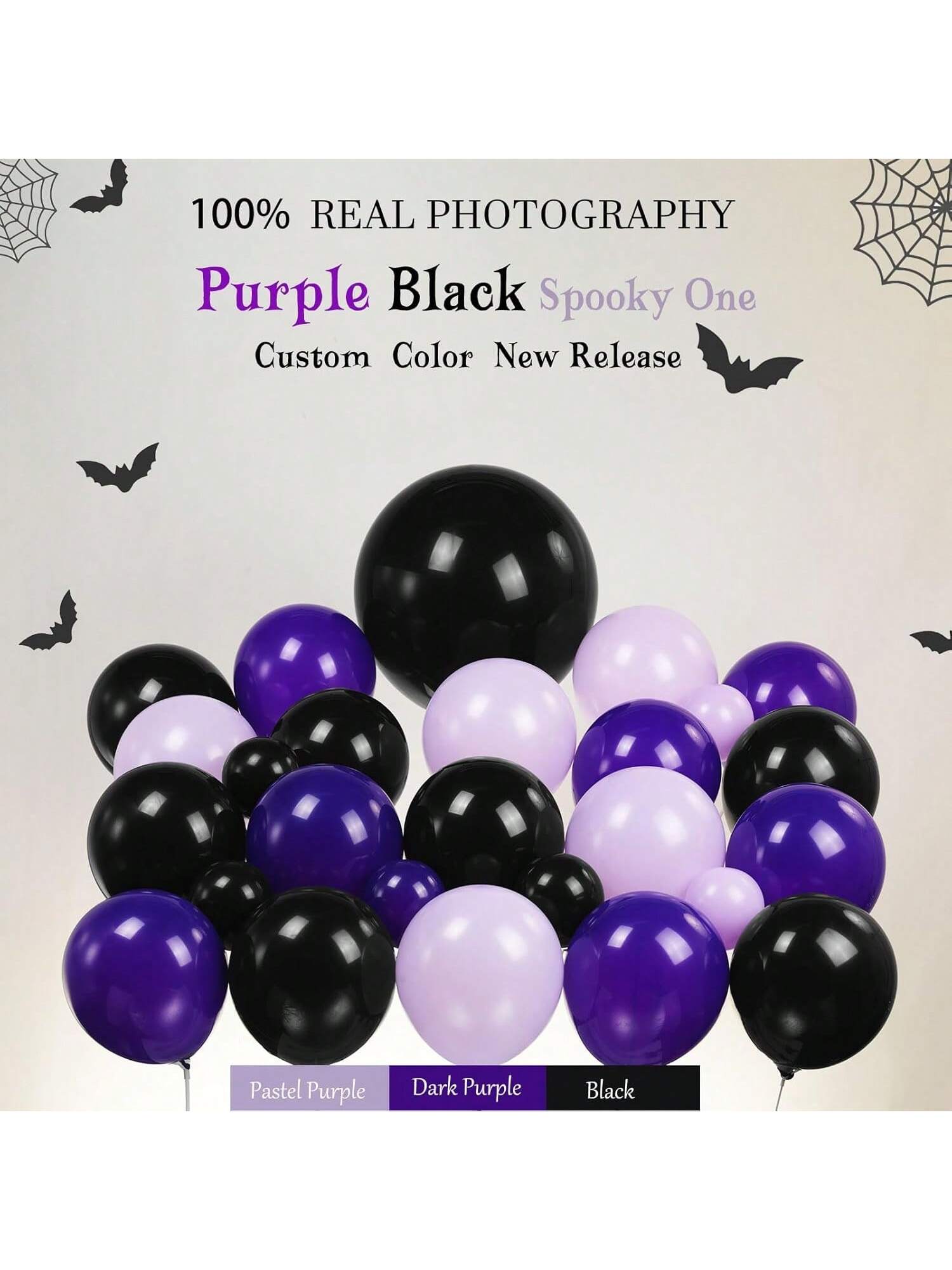 Purple Black Balloon Arch Kit Gothic Backdrop for Spooky Party