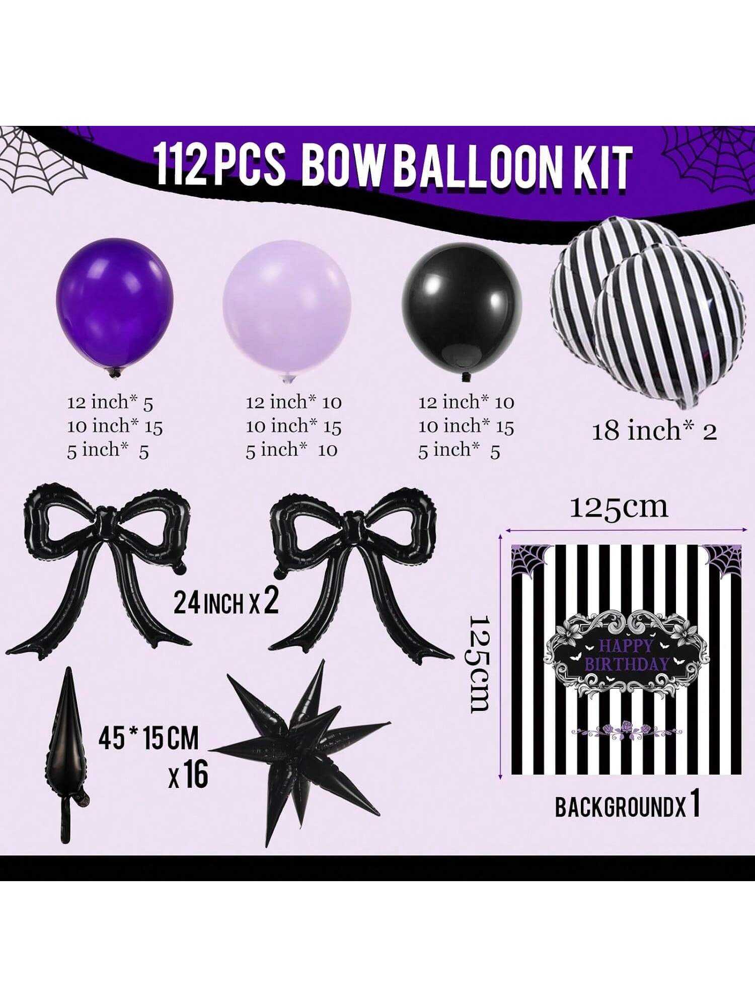 Purple Black Balloon Arch Kit Gothic Backdrop for Spooky Party