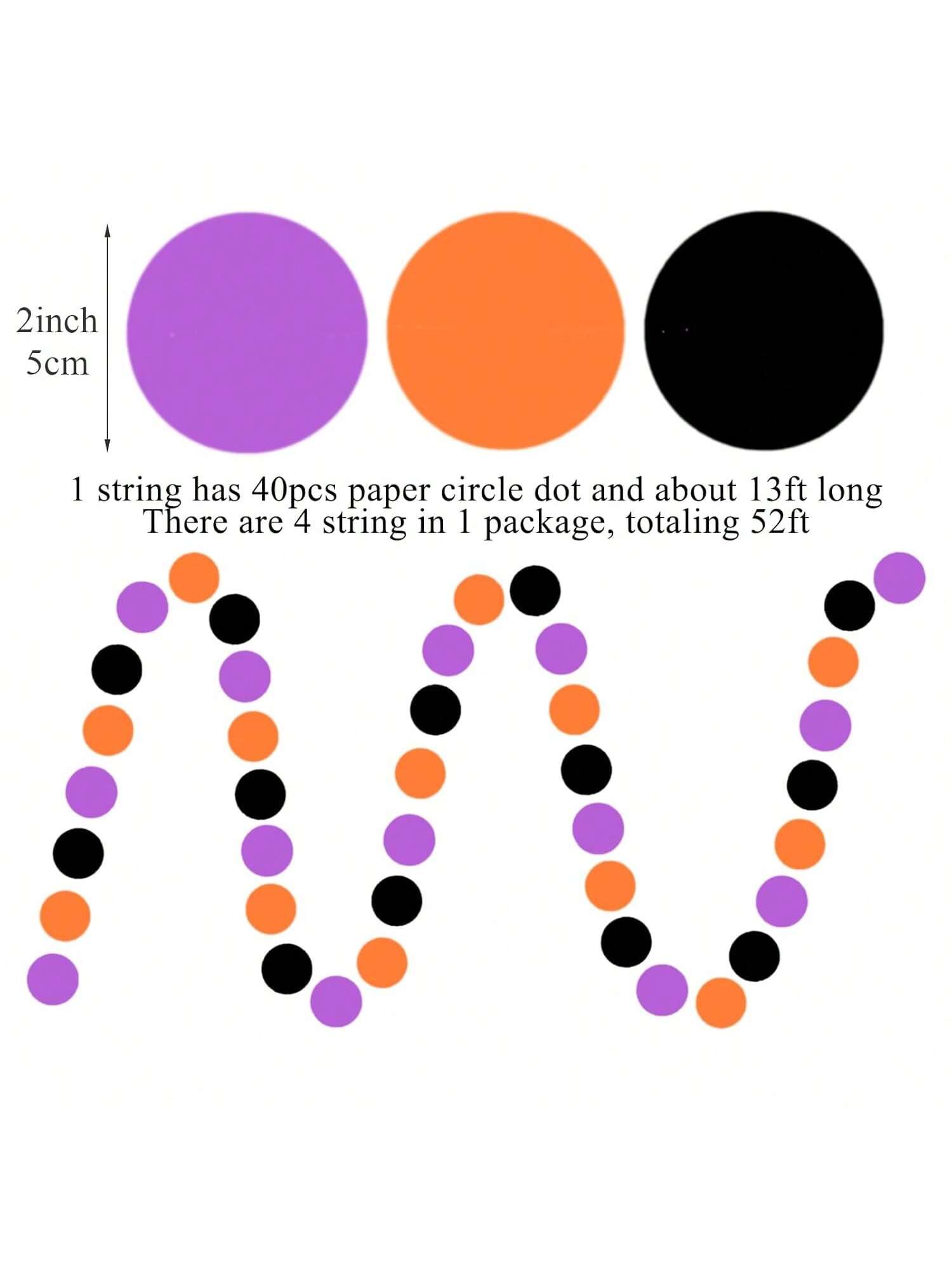 52 Ft Black Orange Purple Paper Garland for Halloween Party Wedding and Showers
