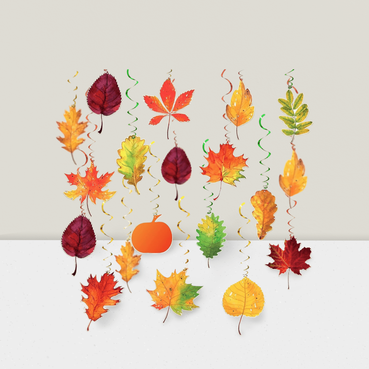 30 Fall Hanging Swirls – No DIY Needed, Autumn Leaves Decor For Home Or Thanksgiving Party For Christmas, Halloween And Thanksgiving,
