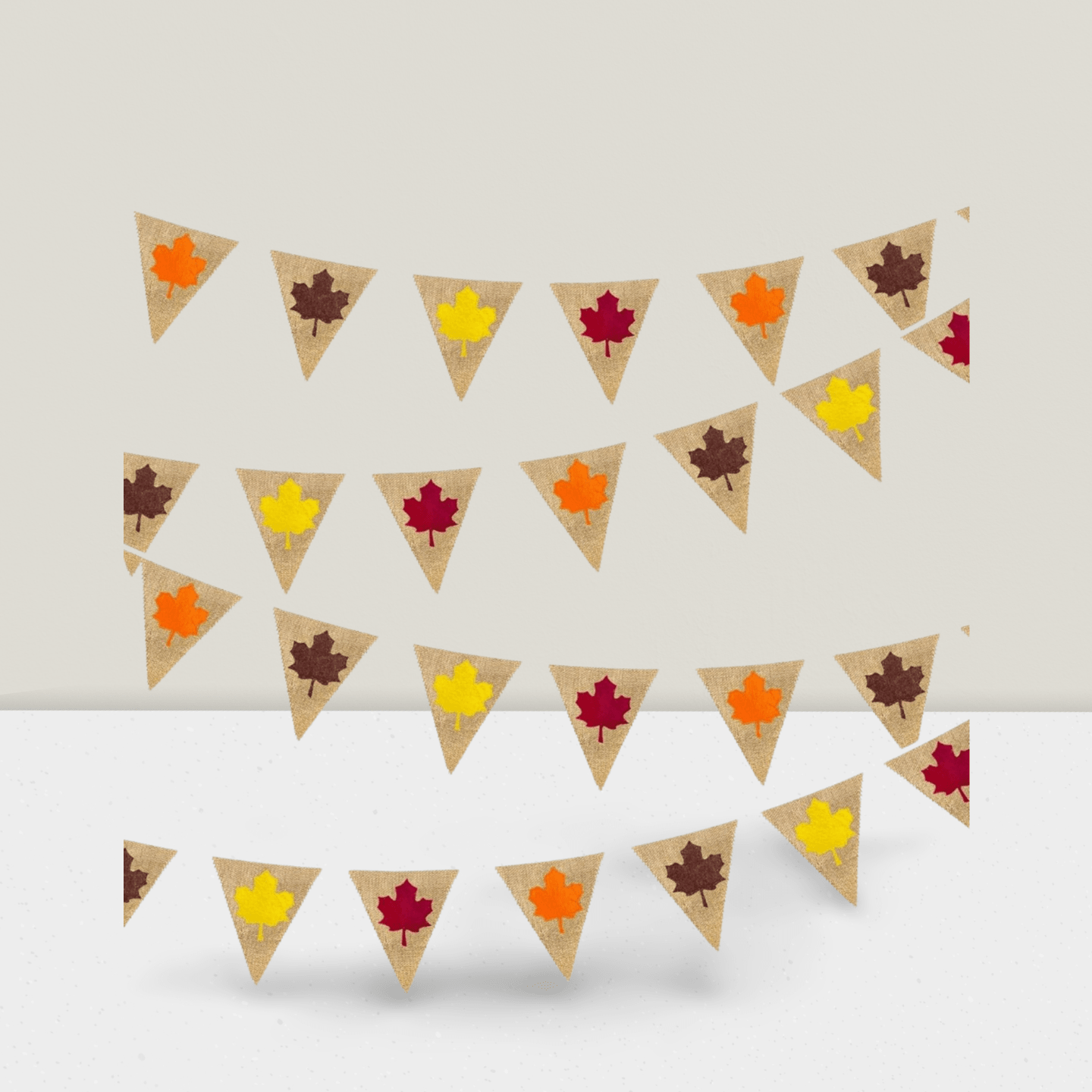 24ft Fall Burlap Banner Maple Leaf Garland Rustic Autumn Decor