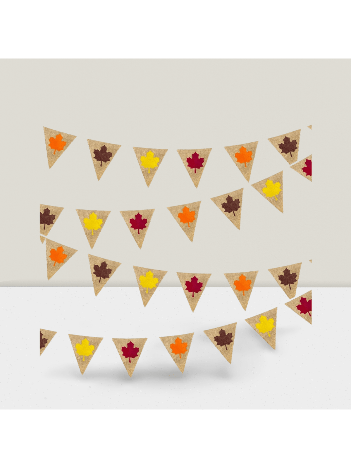 24ft Fall Burlap Banner Maple Leaf Garland Rustic Autumn Decor
