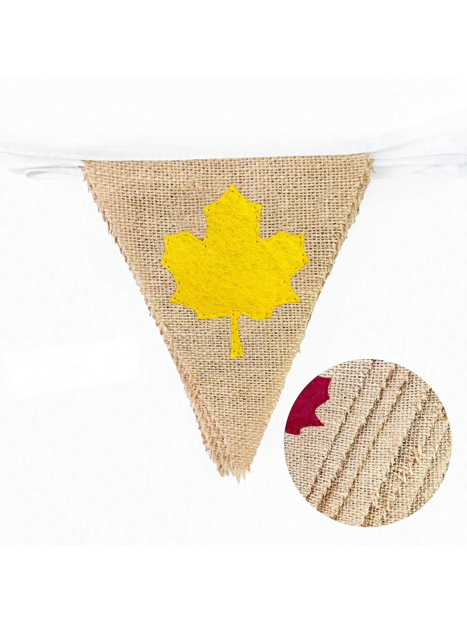 24ft Fall Burlap Banner Maple Leaf Garland Rustic Autumn Decor