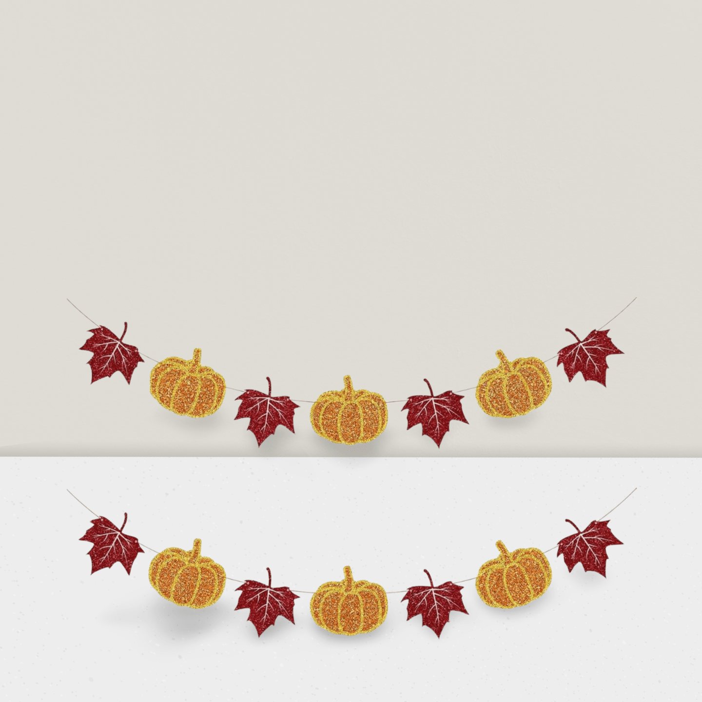 Pumpkin & Maple Leaf Fall Banner Pre-Strung Garland for Autumn & Thanksgiving Decor