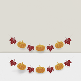 Pumpkin & Maple Leaf Fall Banner Pre-Strung Garland for Autumn & Thanksgiving Decor