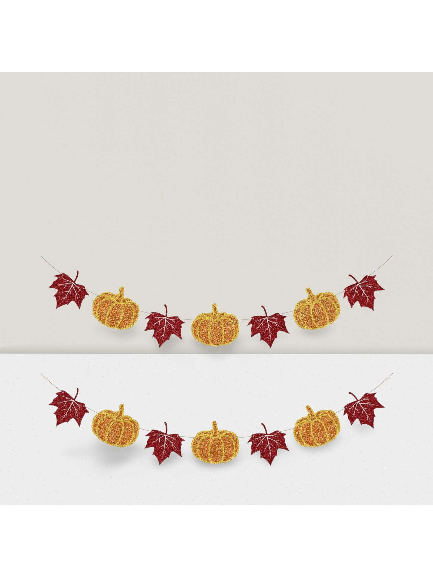 Pumpkin & Maple Leaf Fall Banner Pre-Strung Garland for Autumn & Thanksgiving Decor