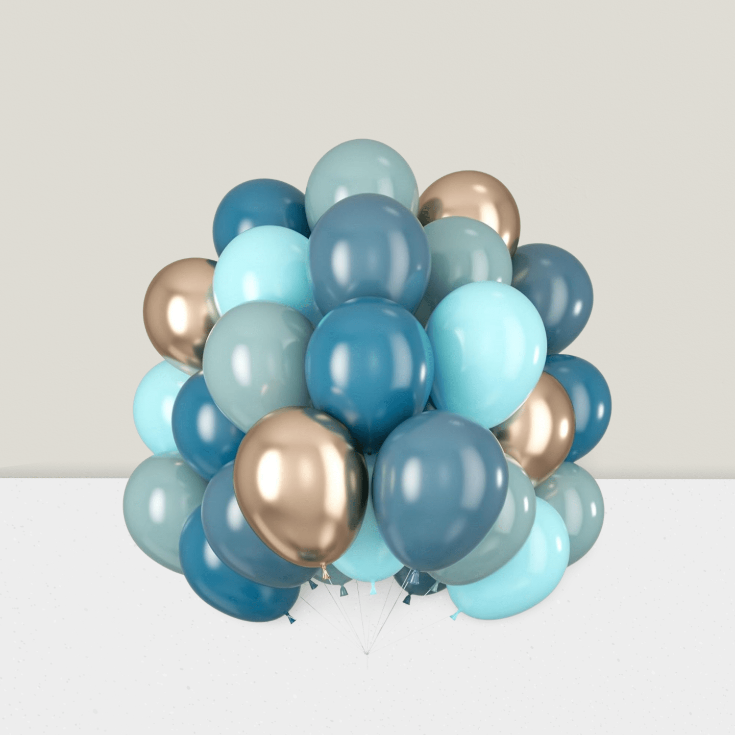 Muted Blue and Gold Balloons for Whale Ocean Theme, Graduation, and Baby Shower Decor