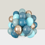 Muted Blue and Gold Balloons for Whale Ocean Theme, Graduation, and Baby Shower Decor