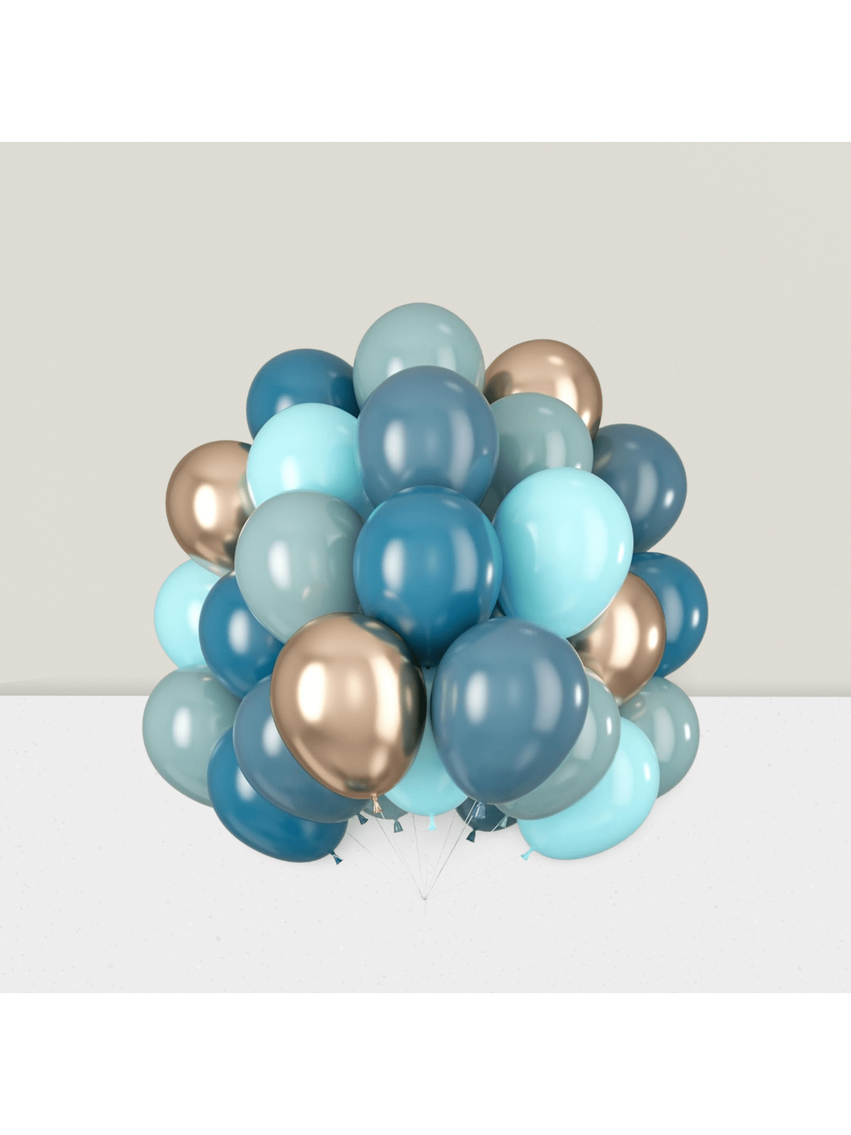 Muted Blue and Gold Balloons for Whale Ocean Theme, Graduation, and Baby Shower Decor