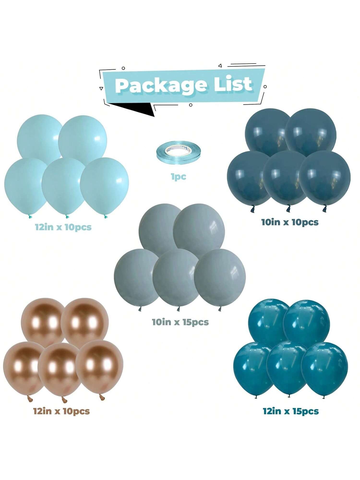 Muted Blue and Gold Balloons for Whale Ocean Theme, Graduation, and Baby Shower Decor