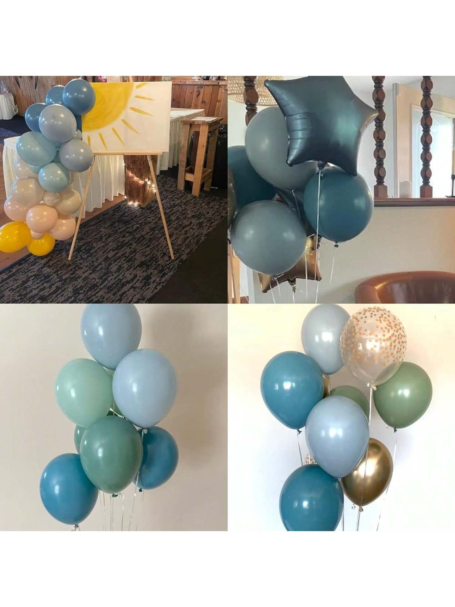 Muted Blue and Gold Balloons for Whale Ocean Theme, Graduation, and Baby Shower Decor