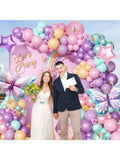 125-Pc Butterfly Balloon Arch Kit Pink Purple and Teal for Showers and Birthdays