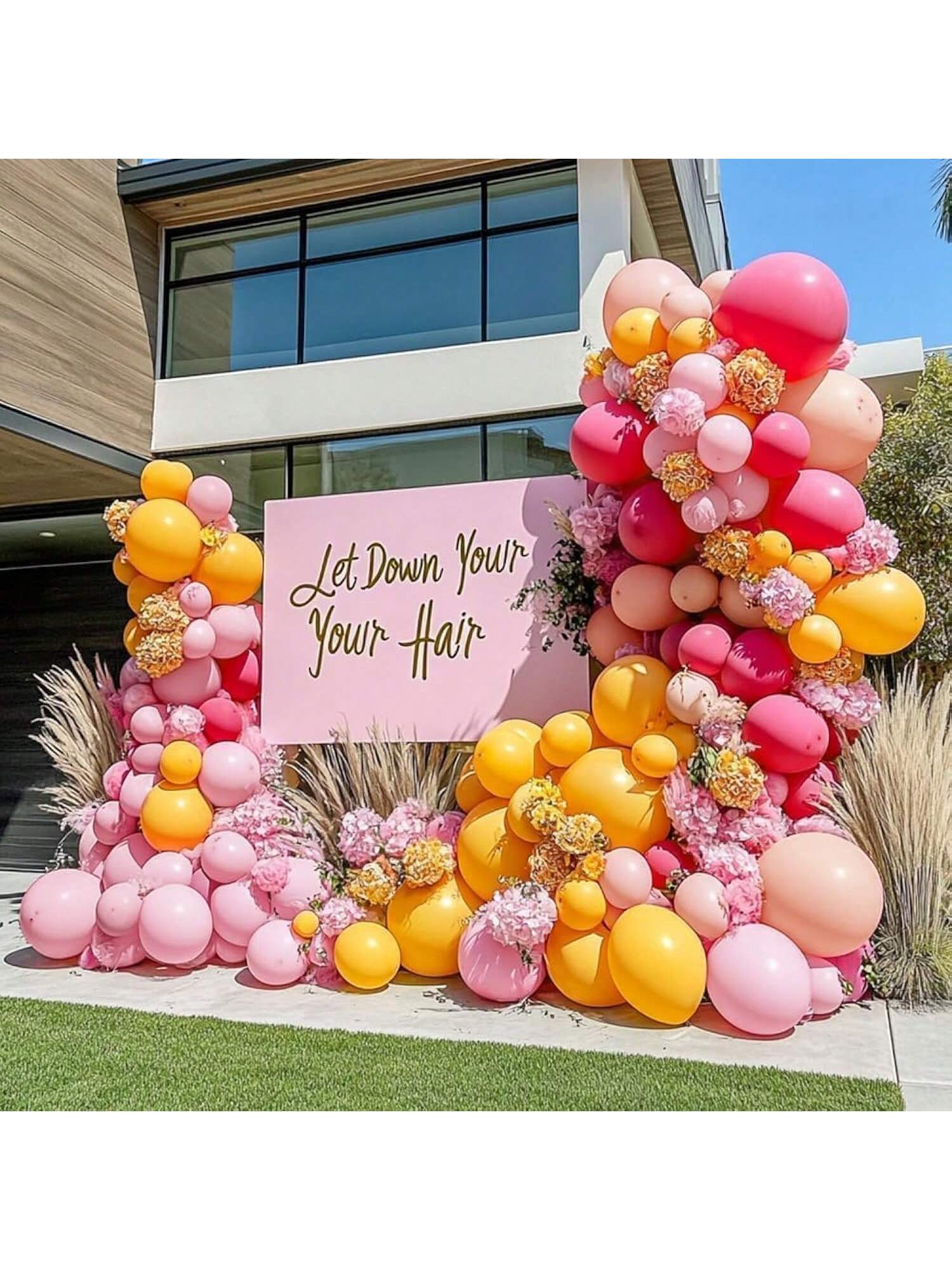 Yellow Pink Balloon Arch Kit Double-Stuffed Pastel Balloons for Party Decor