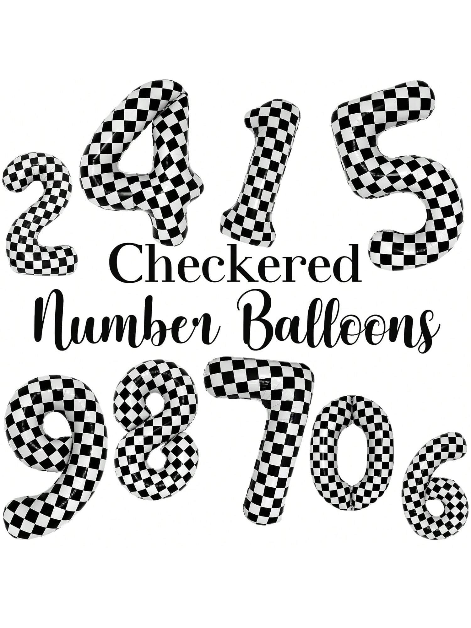 40 Inch Checkered Number 7 Balloon for Race Car 7th Birthday Party