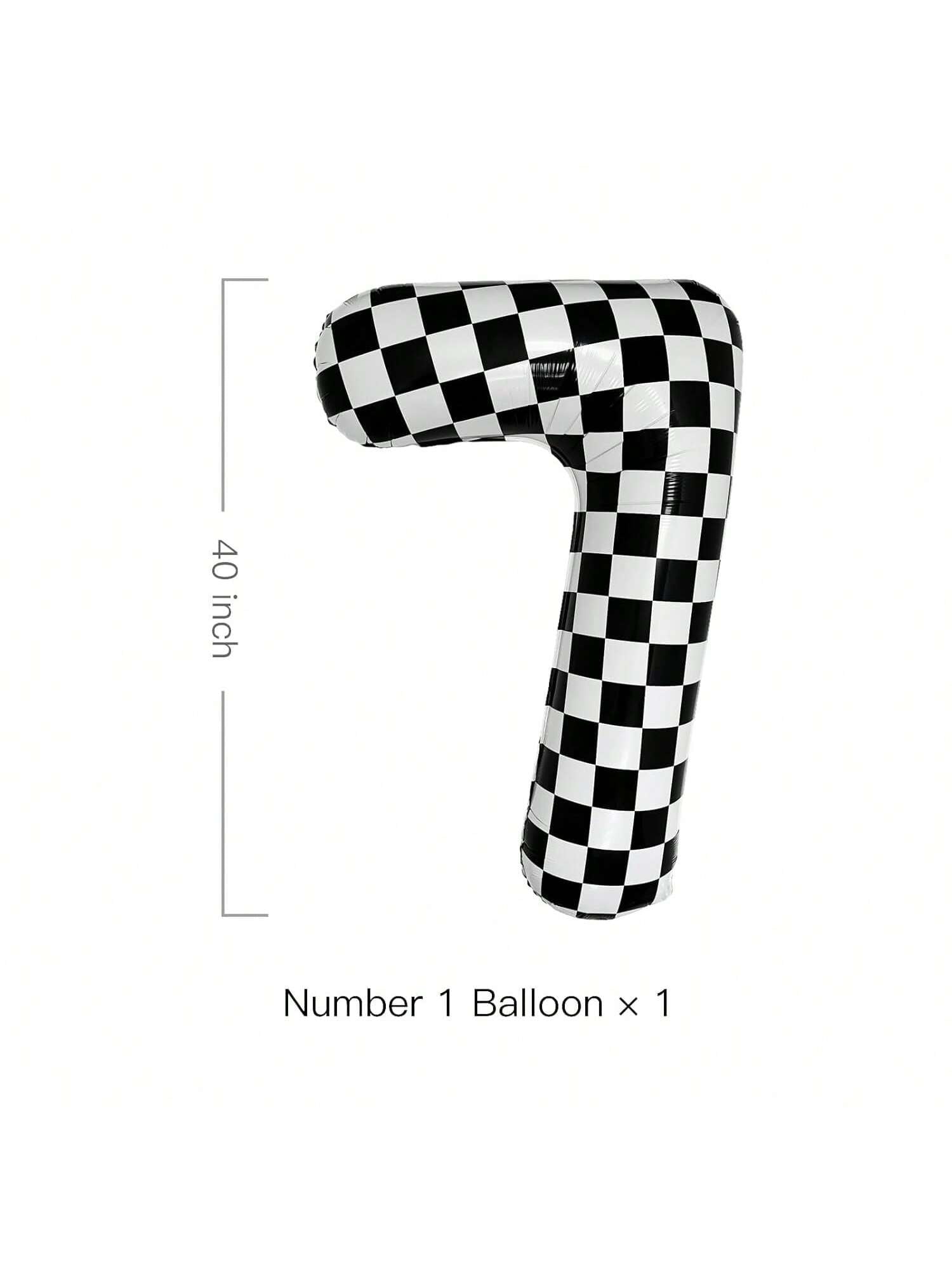 40 Inch Checkered Number 7 Balloon for Race Car 7th Birthday Party