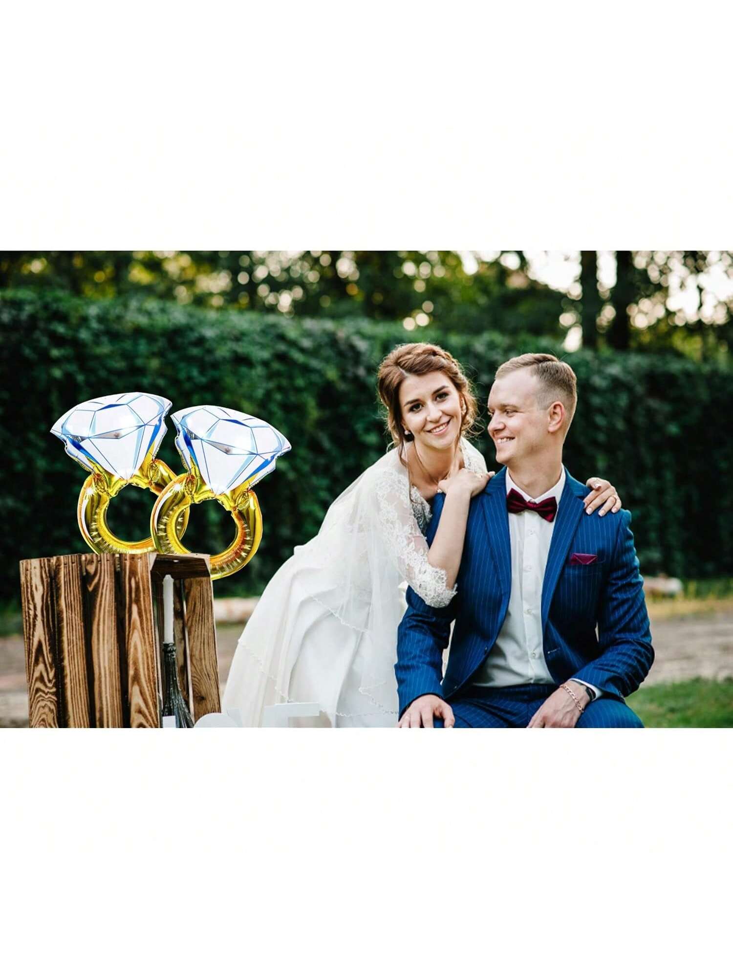 2 Pc Diamond Engagement Mylar Balloons for Wedding & Bridal Shower