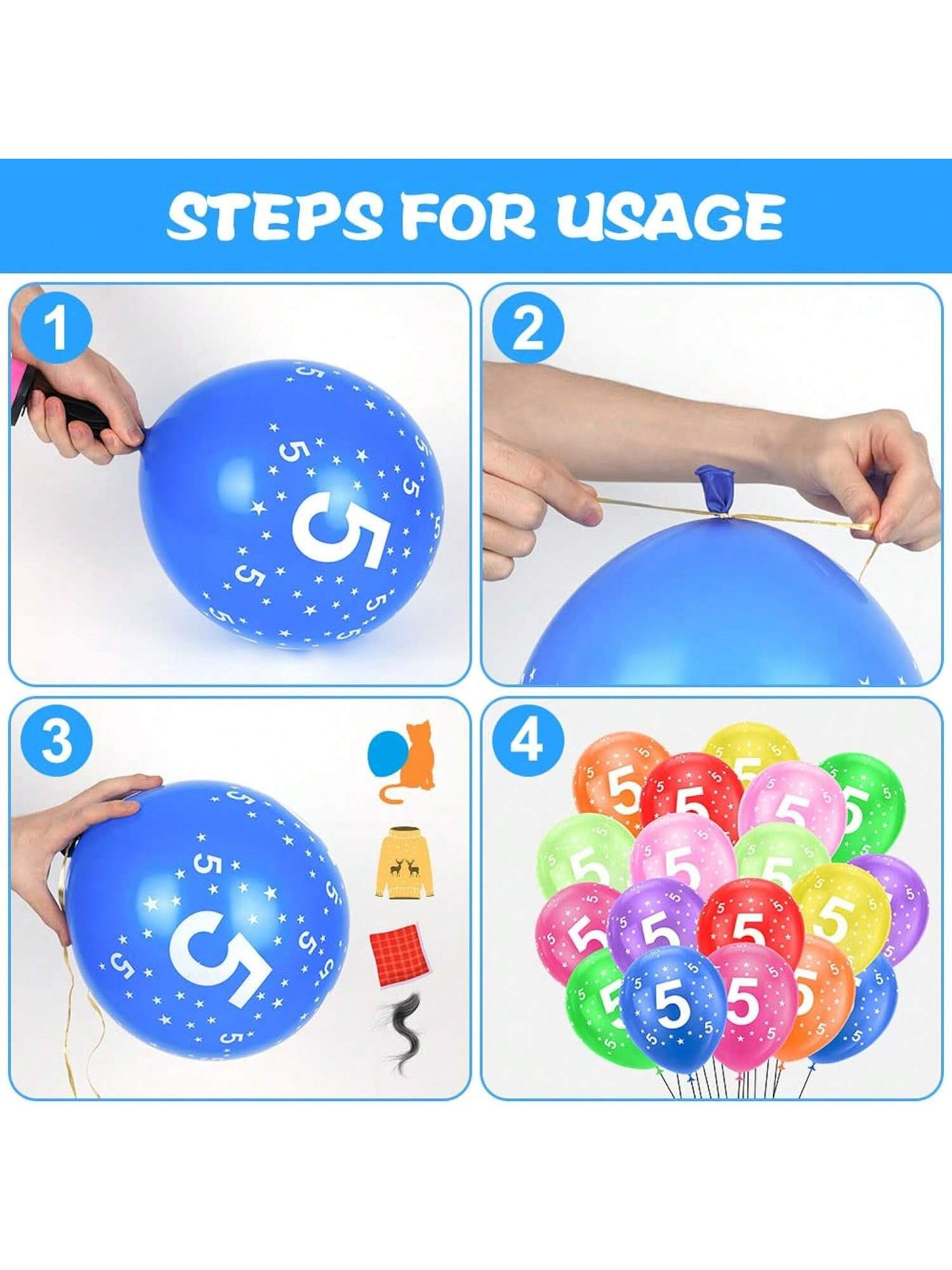 18 Pc 12 Inch Number 5 Balloons for 5th Birthday & Anniversary Party