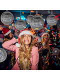 6 Pc 22 Inch Silver Disco Ball Foil Balloons for Retro Parties Birthday and Graduation