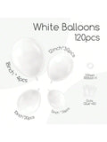 120 Pc White Balloon Arch Kit in Various Sizes for Wedding Birthday and Bridal Decor