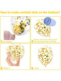 50 Green and Gold Balloons with Confetti for Graduation Birthday and Party Decor
