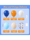 60 Blue Orange and White Balloons with Confetti for Baby Shower and Party Decor