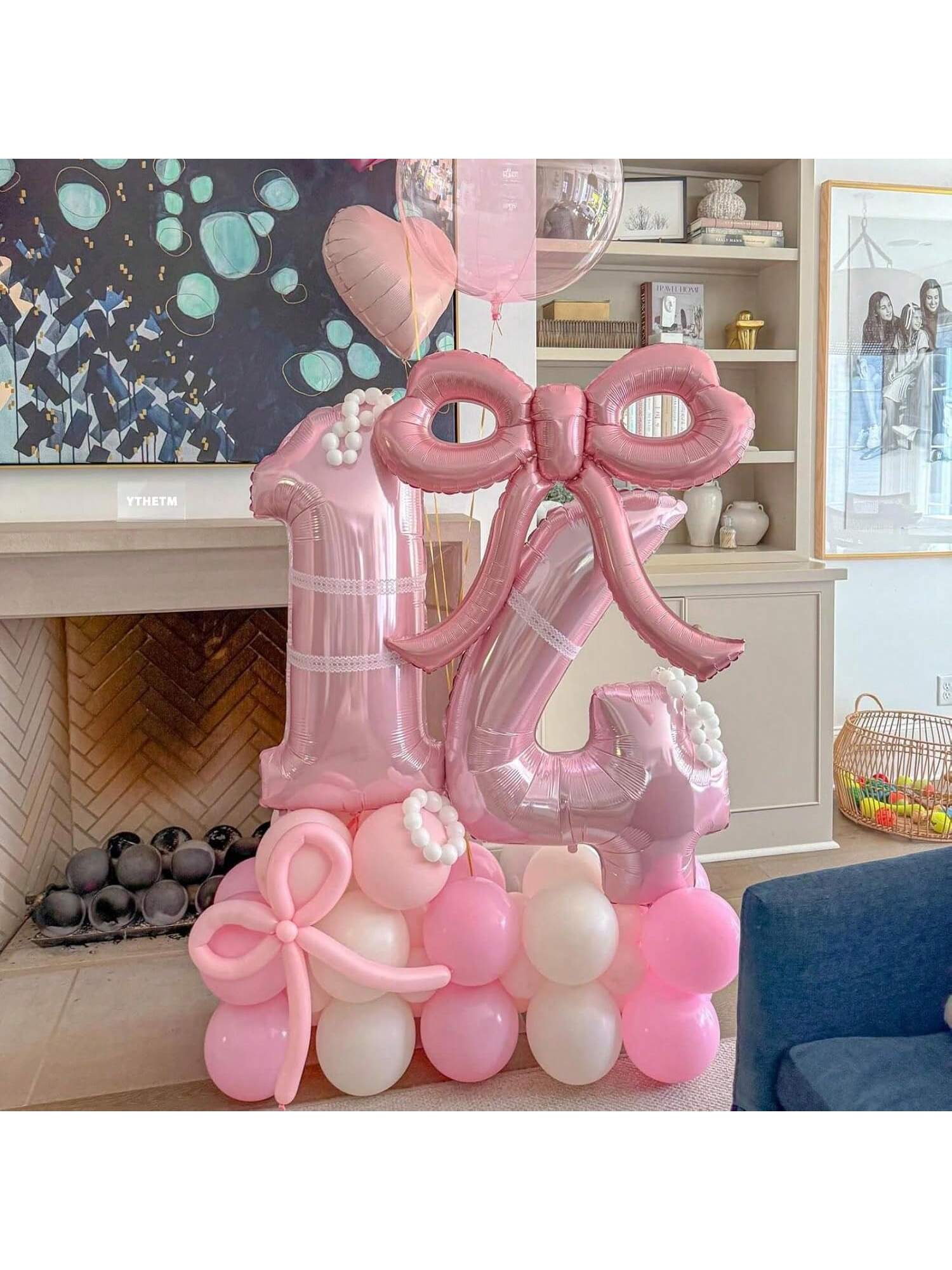 4 Pc Pink Bow Foil Balloons for Birthday Baby Shower and Wedding Decor