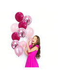 60pcs Hot & Baby Pink 12in Balloons with Confetti for Valentines Baby Shower & Wedding