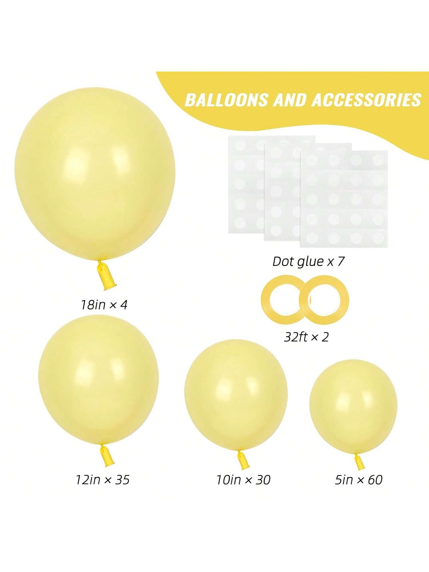 129Pcs Pastel Yellow Balloon Arch Kit Mixed Sizes For Birthday, Wedding & Party Decor