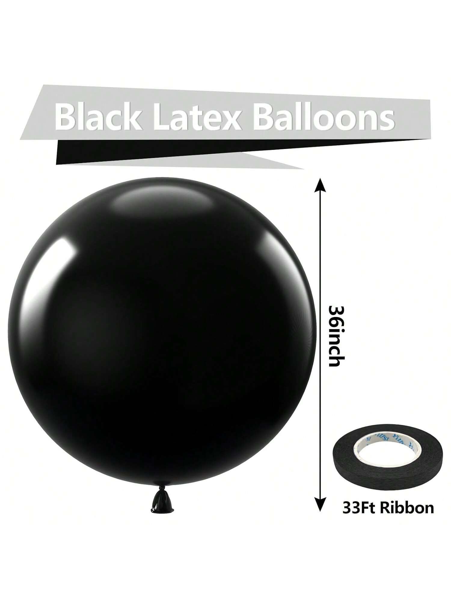 8pcs 36in Black Giant Latex Balloons for Birthday Wedding & Graduation