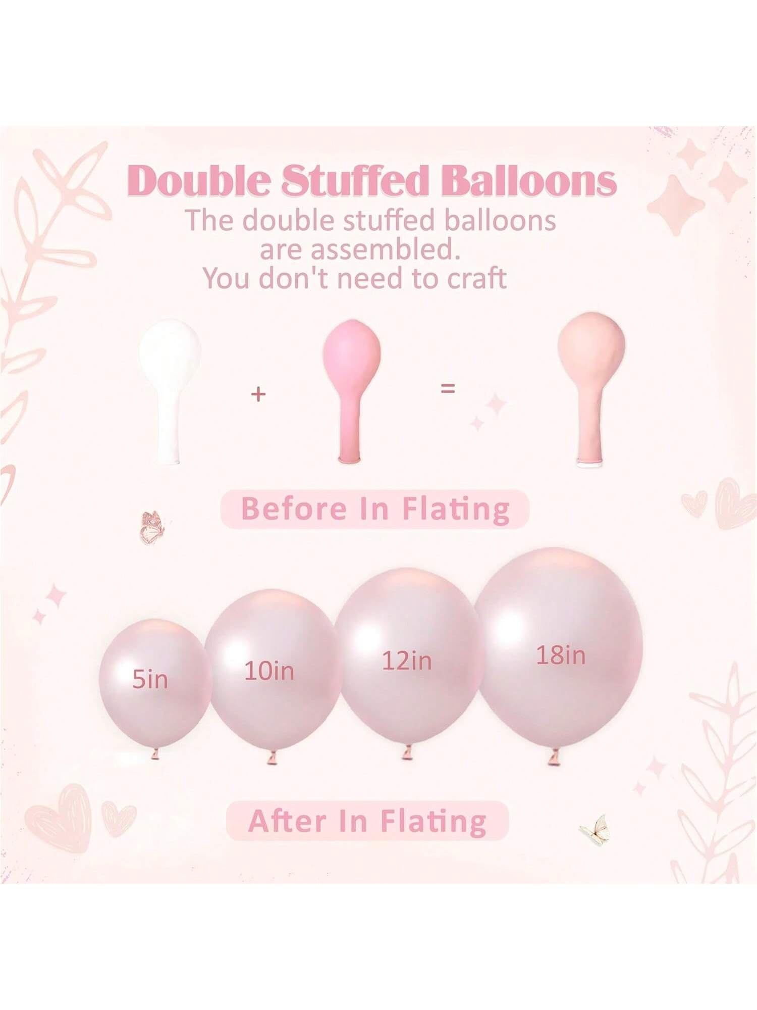 108pcs Pink Balloon Arch Kit with Pearl Macaron & White Balloons for Parties