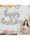 Silver and Gold Happy Birthday Foil Balloon Banner Party Decor