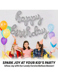 Silver and Gold Happy Birthday Foil Balloon Banner Party Decor