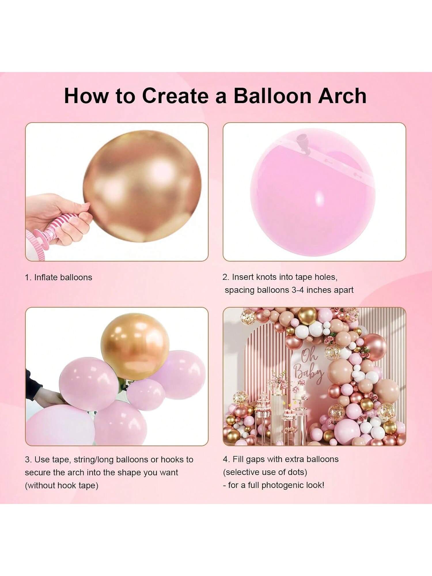 147pcs Rose Gold Balloon Arch Kit Metallic Party Decorations