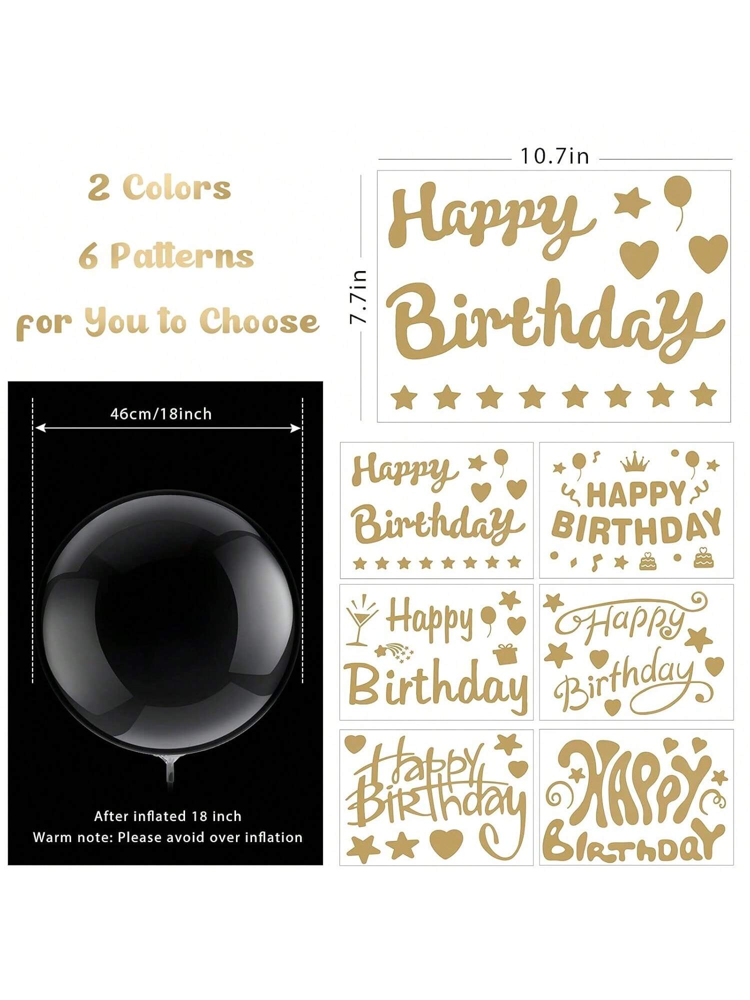42pcs Birthday Bobo Balloon Set 18" Transparent Bubble Balloons Decorations