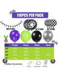 Truck Balloon Arch Kit 118 pcs Green Purple Black Silver Monster Truck Decor