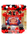 Casino Theme Party Kit with Balloon Garland Backdrop and Cake Toppers