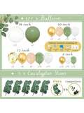 258pc Sage Green Baby Shower Decorations Balloon Garland Banner Boxes