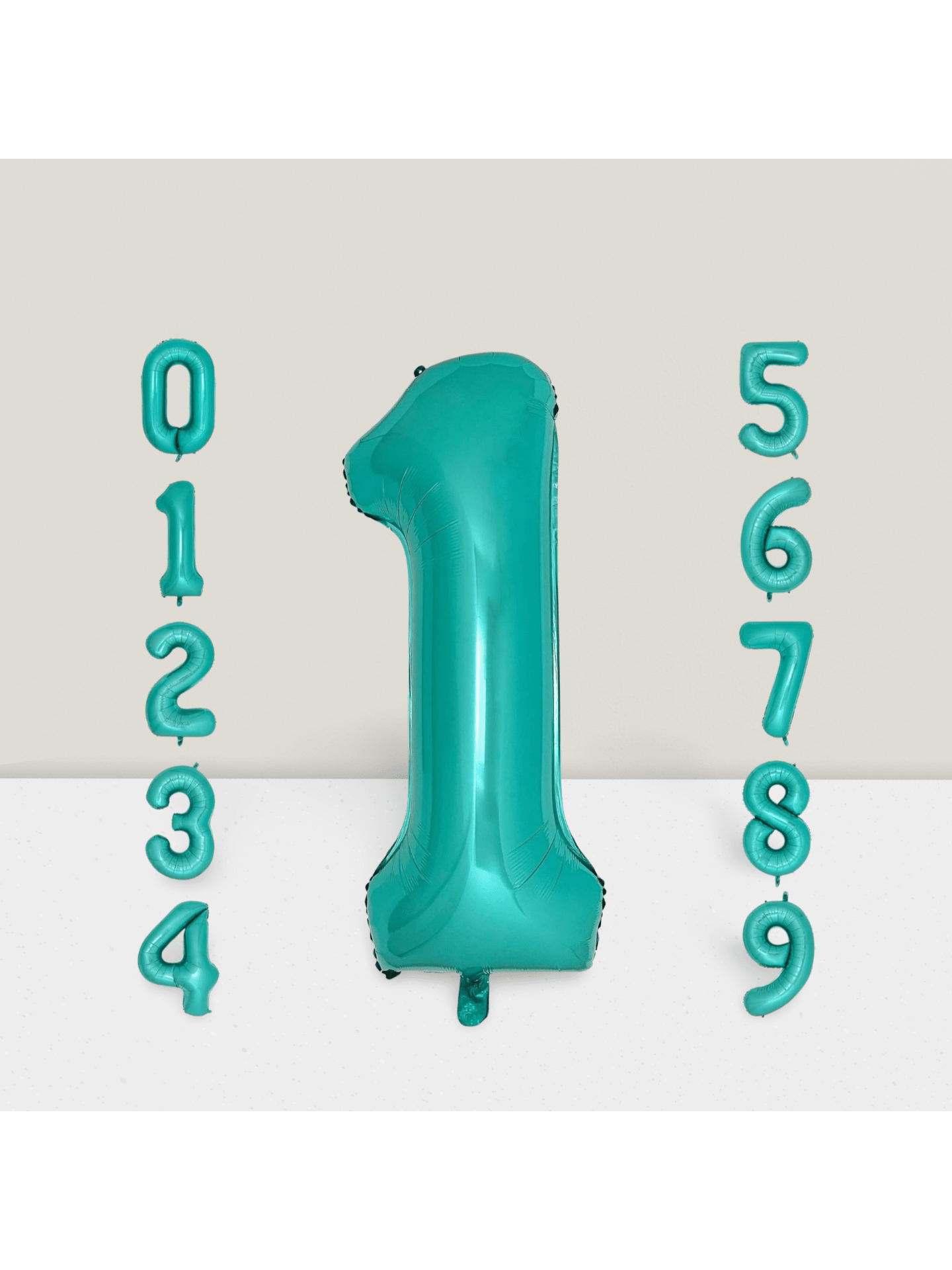 40-Inch Teal Number 1 Balloon, Turquoise Blue Foil For  1st Birthday Party Decor -