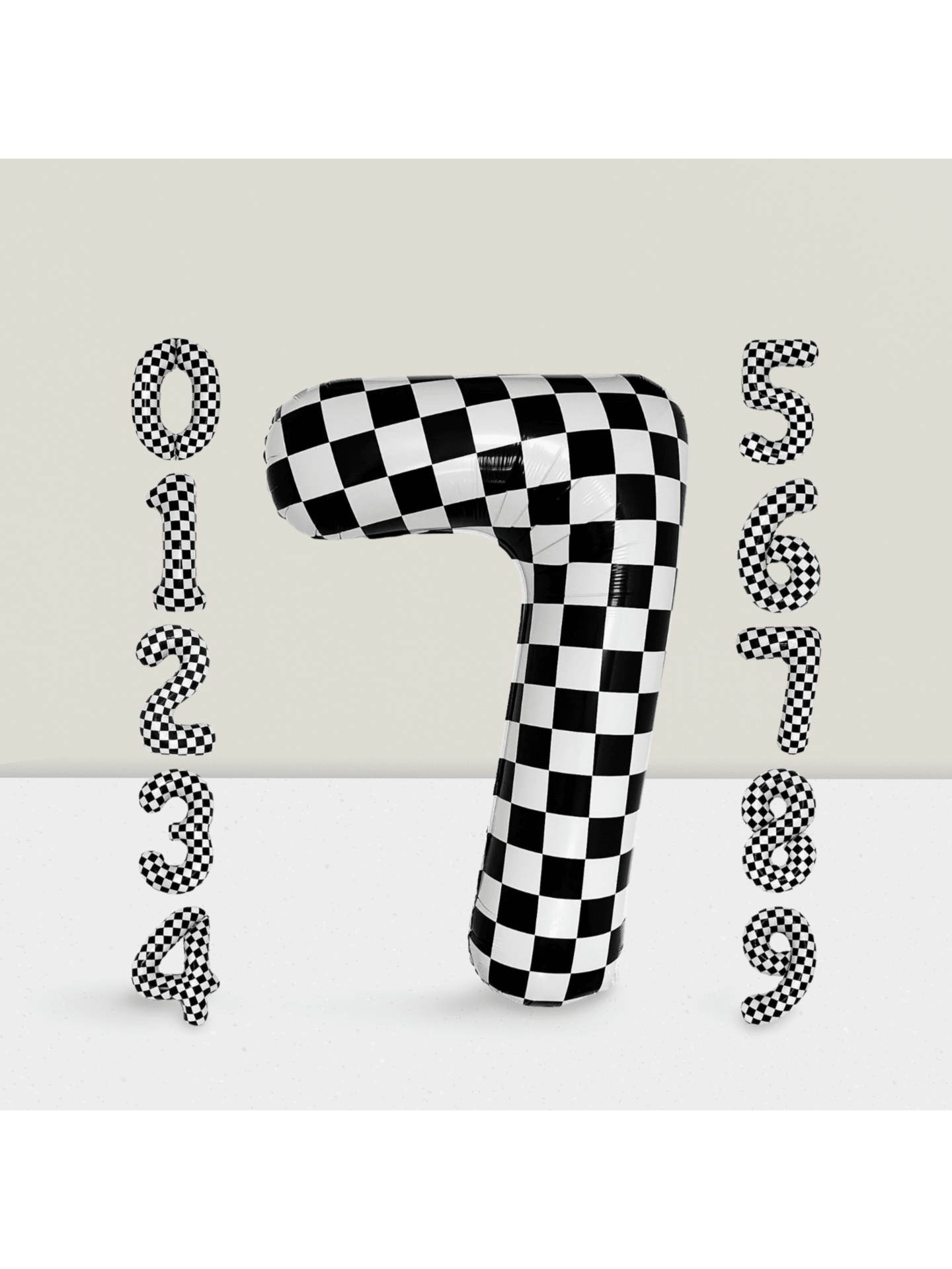 40 Inch Checkered Number 7 Balloon for Race Car 7th Birthday Party