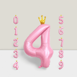 40 Inch Pink Crown Number 4 Balloon for Girls 4th Birthday Party