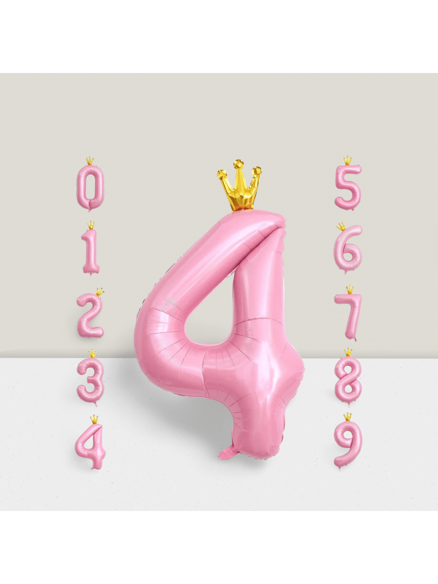 40 Inch Pink Crown Number 4 Balloon for Girls 4th Birthday Party
