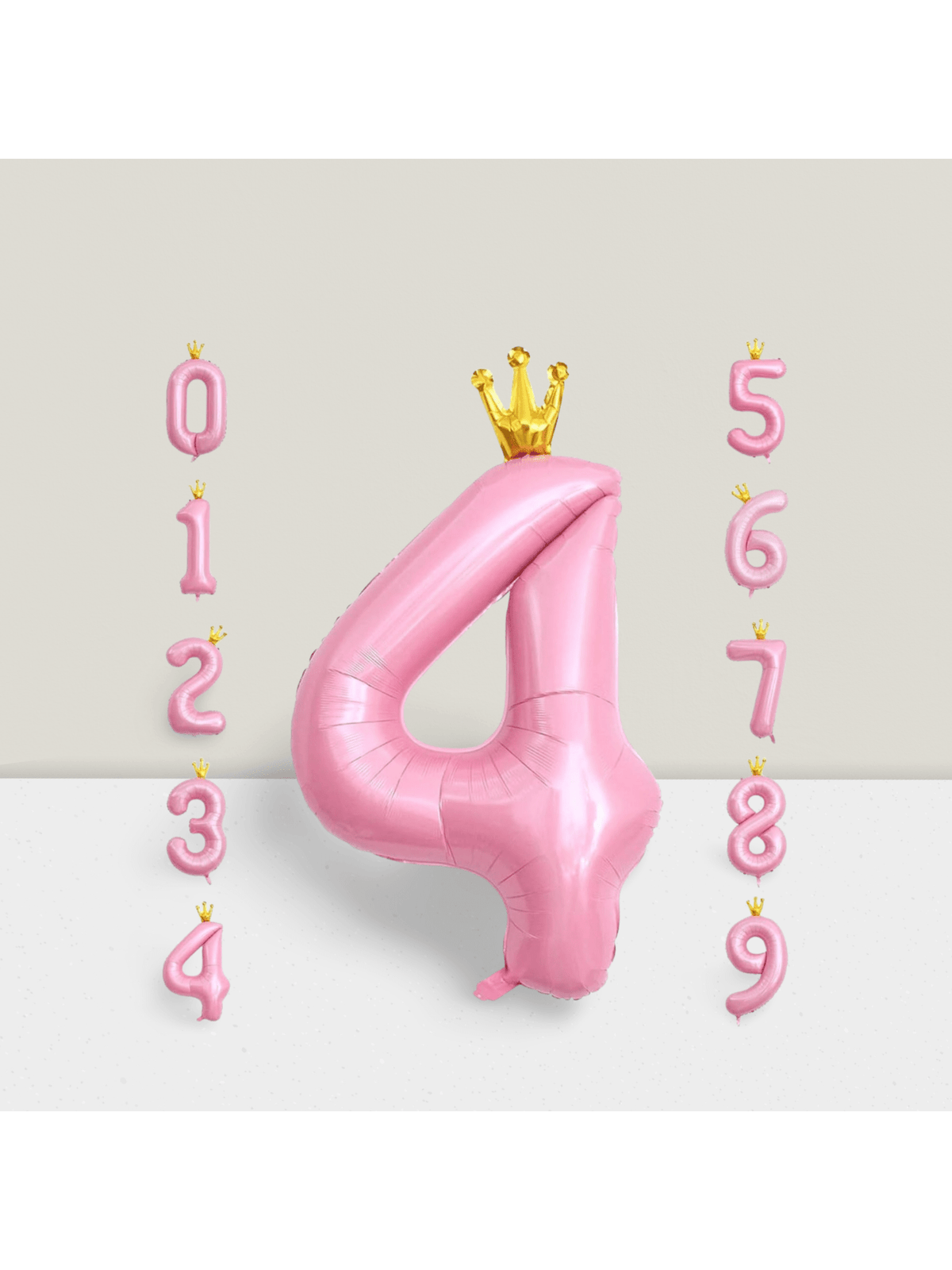 40 Inch Pink Crown Number 4 Balloon for Girls 4th Birthday Party
