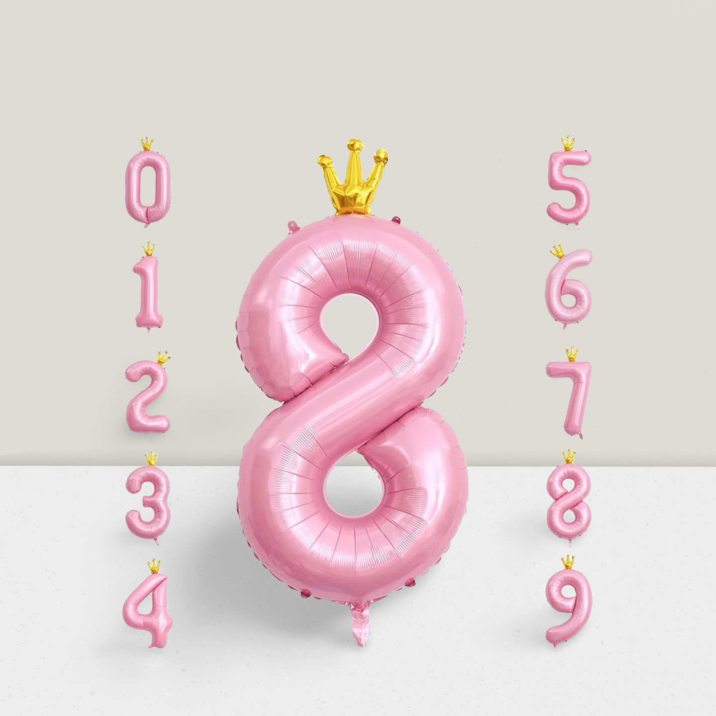 40 Inch Pink Crown Number 8 Balloon for Girls 8th Birthday Party