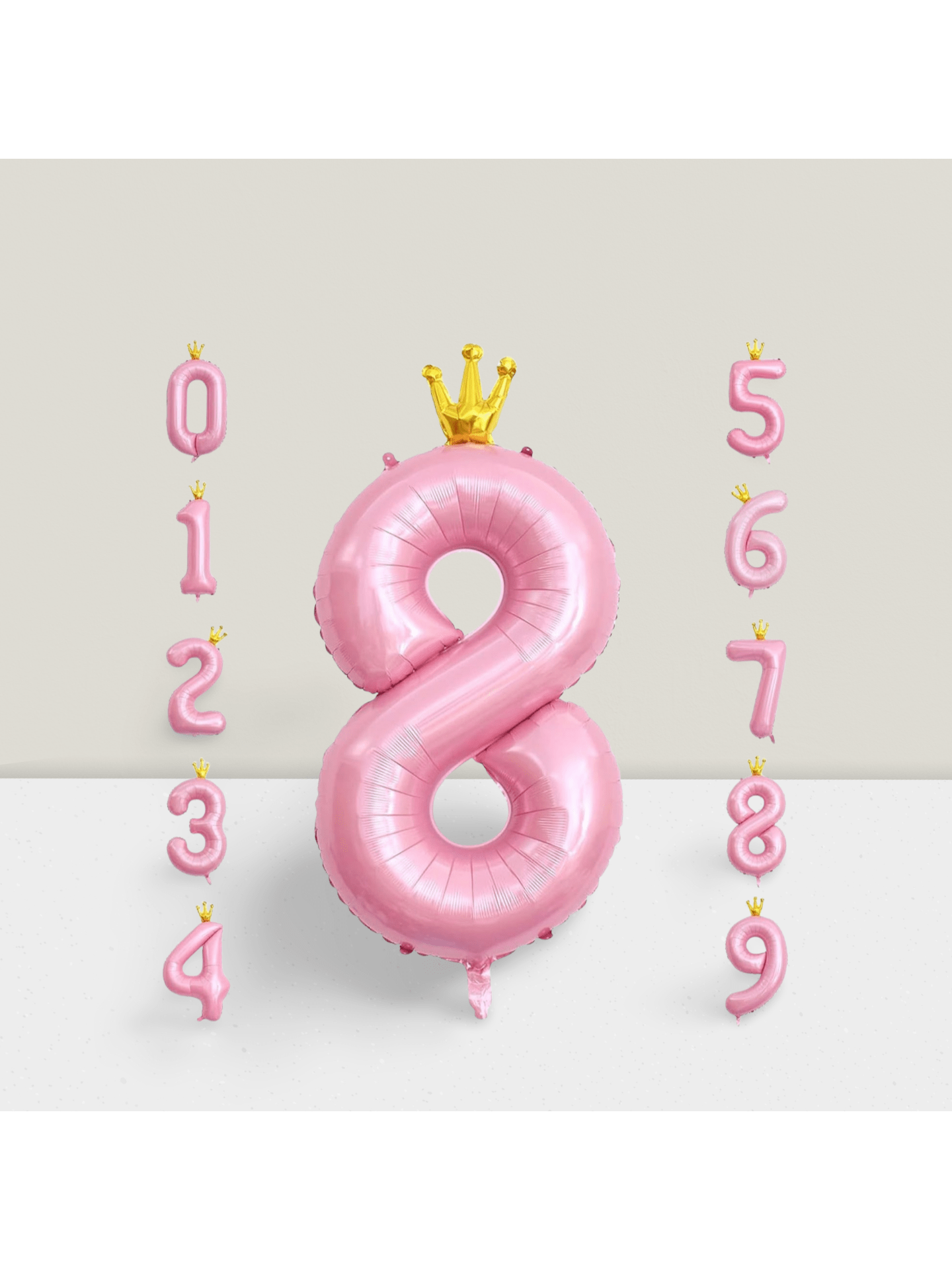 40 Inch Pink Crown Number 8 Balloon for Girls 8th Birthday Party