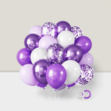 65 Pc 12 Inch Lavender Purple, Metallic & Confetti Balloons for Parties