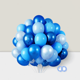 65 Pc 12 Inch Metallic & Pearl Blue Balloons for Parties & Events