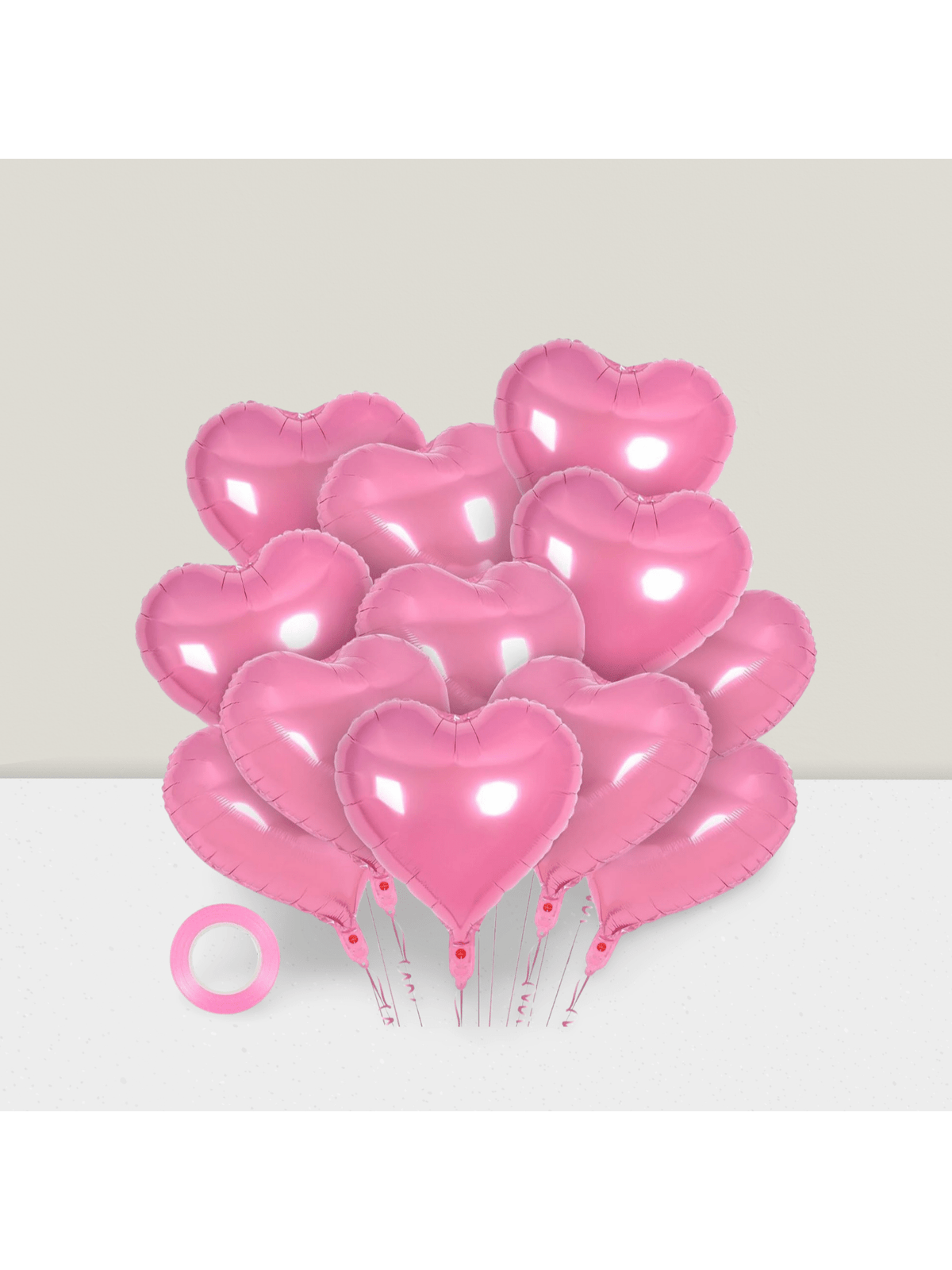 12 Pc 18 Inch Pink Heart Foil Balloons for Valentine Wedding and Party Decor