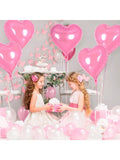 12 Pc 18 Inch Pink Heart Foil Balloons for Valentine Wedding and Party Decor
