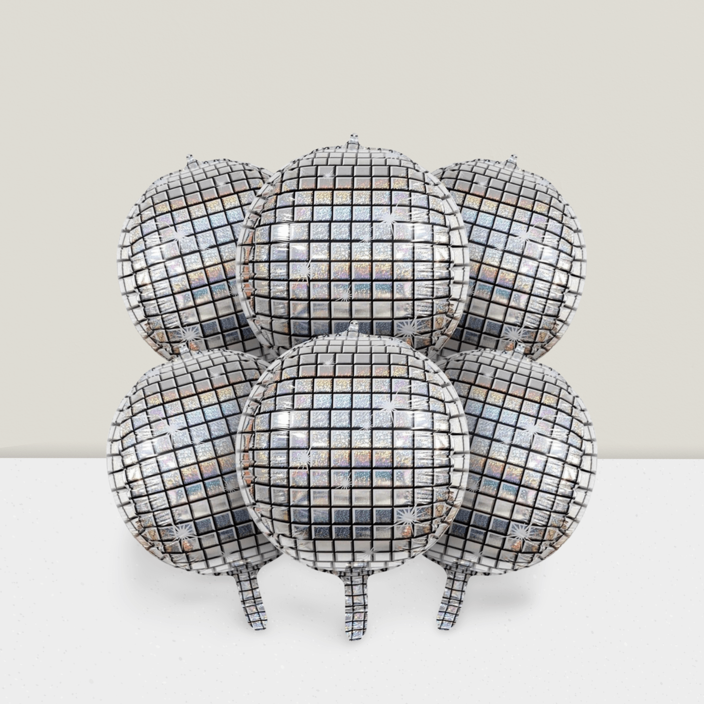 6 Pc 22 Inch Silver Disco Ball Foil Balloons for Retro Parties Birthday and Graduation